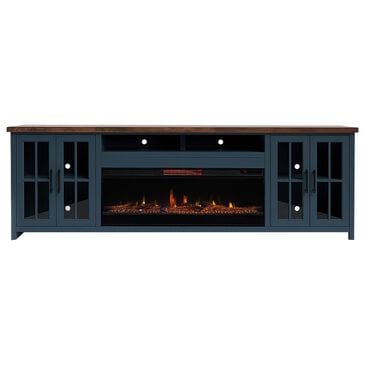 Endress International Nantucket 97" Super Fireplace Console in Blue Denim and Whiskey, , large