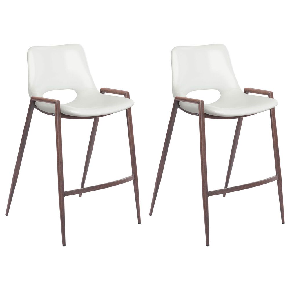 Zuo Modern Desi Counter Chair in White/Dark Brown (Set of 2), , large