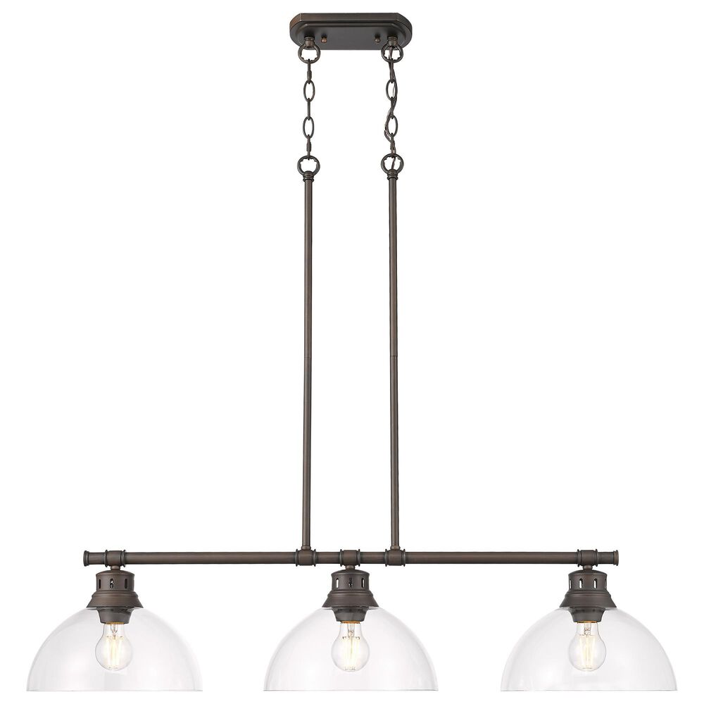 Golden Lighting Duncan 3-Light Pendant with Clear Shade in Rubbed Bronze, , large
