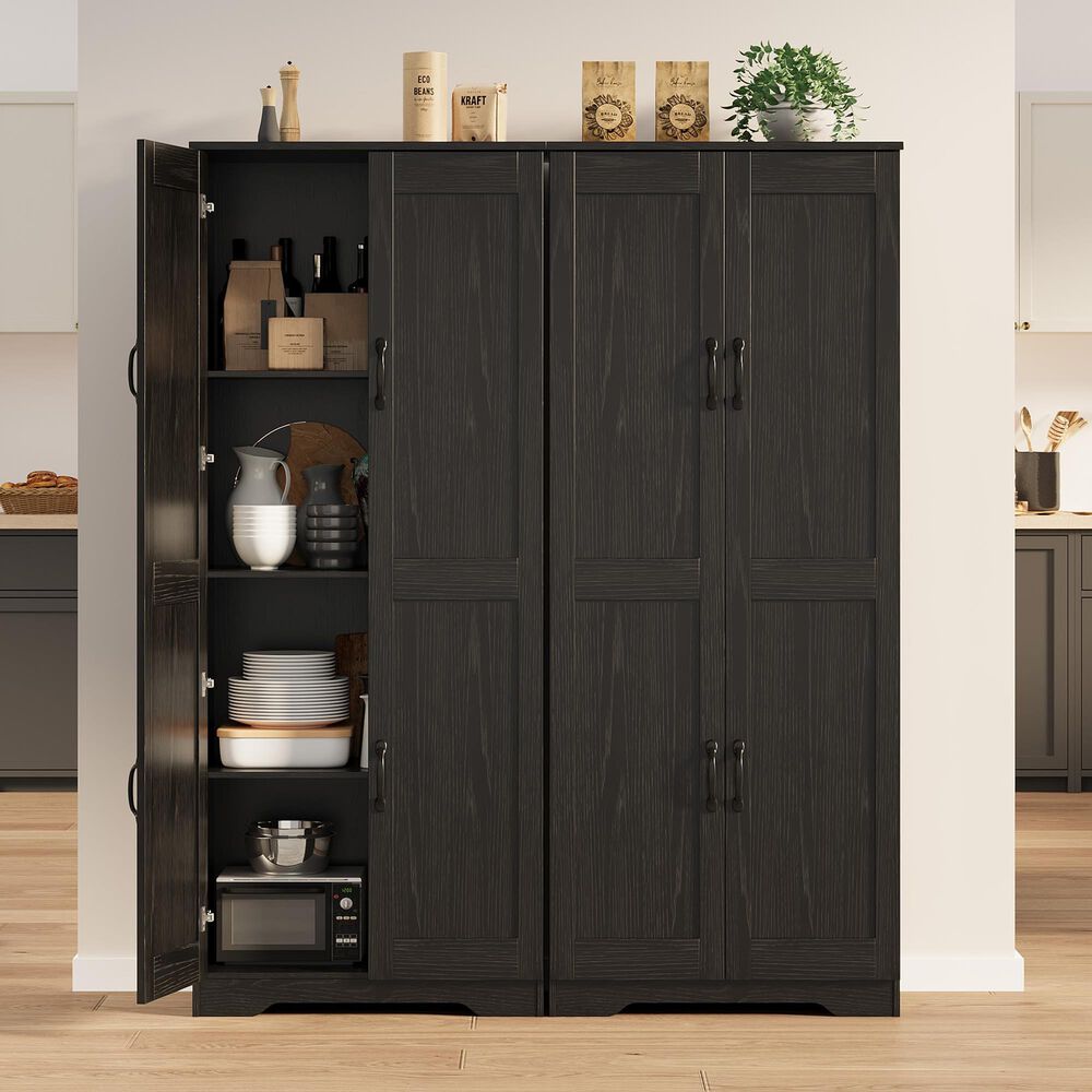 GARVEE 60" Kitchen Pantry Cabinet in Black, , large