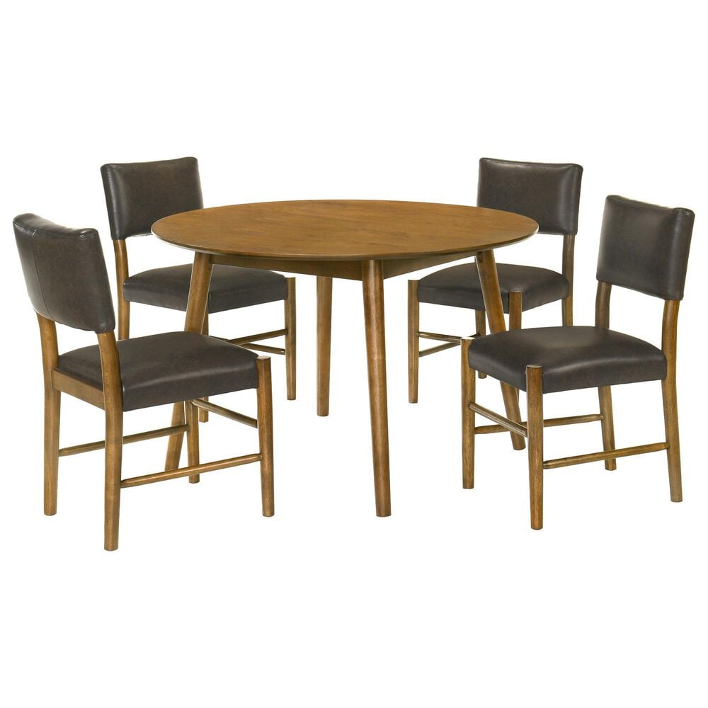Armen Living 5-Piece Round Dining Set in Walnut, , large