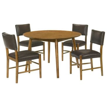 Armen Living 5-Piece Round Dining Set in Walnut, , large