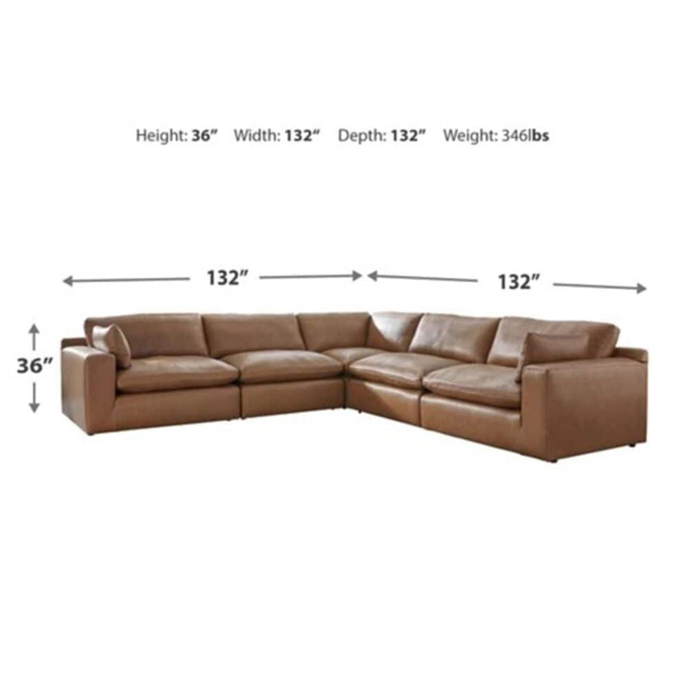 Ashley Emilia 5-Piece L-Shaped Sectional in Caramel, , large