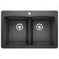 Blanco Diamond 33" Equal Double Dual Mount Kitchen Sink in Anthracite, , large