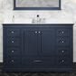 Lexora Home Dukes 48" Single Bathroom Vanity in Navy Blue with 2 cm White Cultured Marble Top and Rectangular Sink, , large