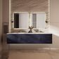Lexora Home Geneva 84" Double Bathroom Vanity in Navy Blue with 2 cm White Quartz Top and Rectangular Sinks, , large