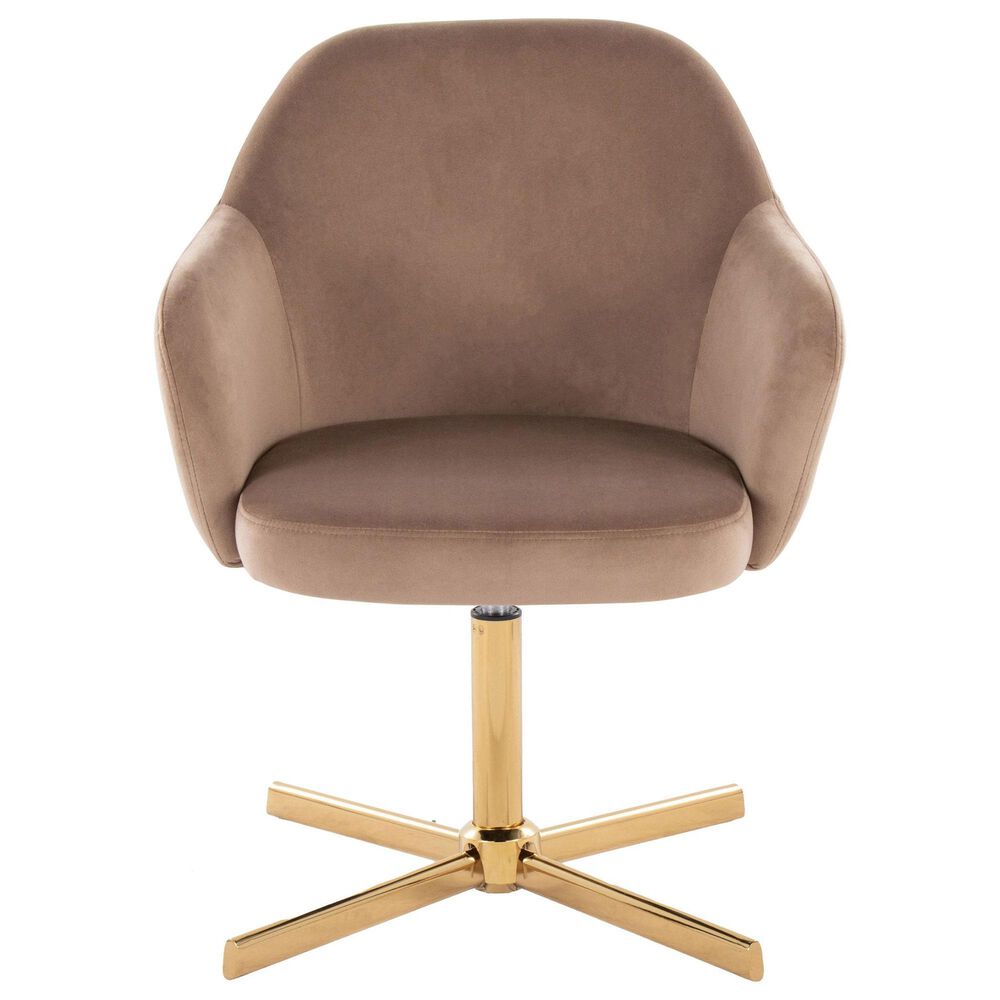 LumiSource Buena Swivel Accent Chair in Brown, , large