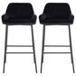 LumiSource Daniella Bar Stool with Black Velvet Upholstery in Black (Set of 2), , large