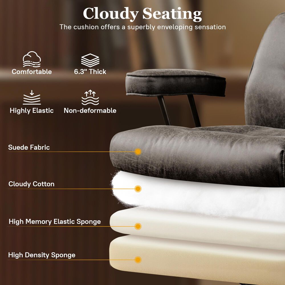 HOMLUX High Back Executive Office Chair with Suede Leather in Gray, , large