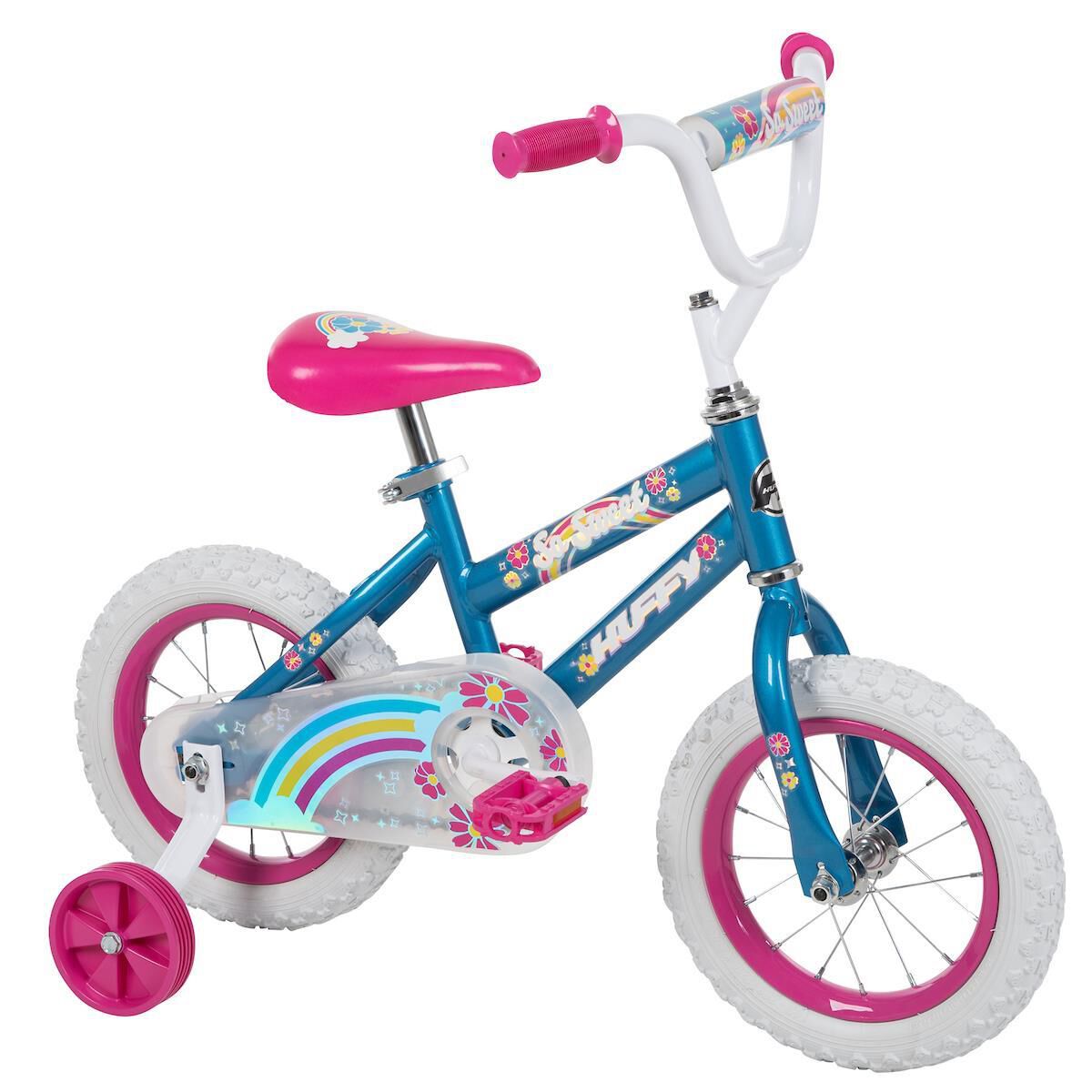 Huffy pink hotsell and white bike
