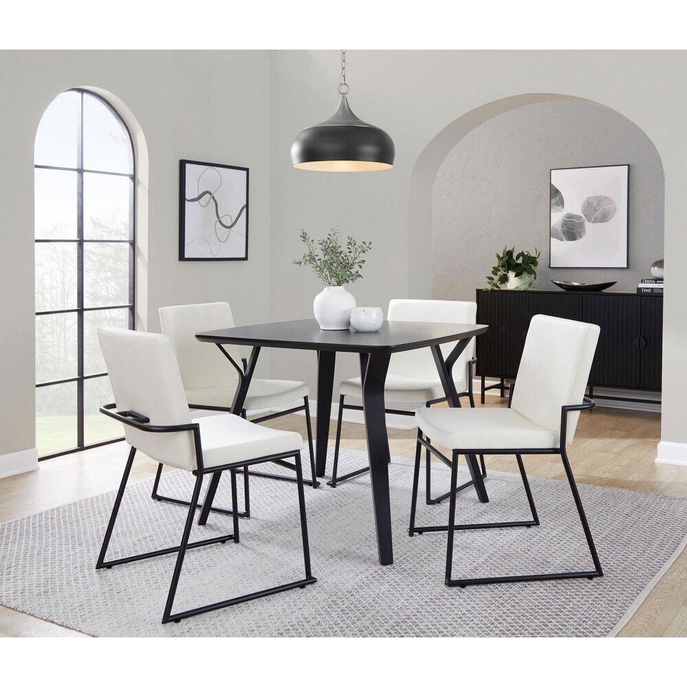 LumiSource Dutchess Side Chair with Cream Velvet Cushion in Black (Set of 2), , large