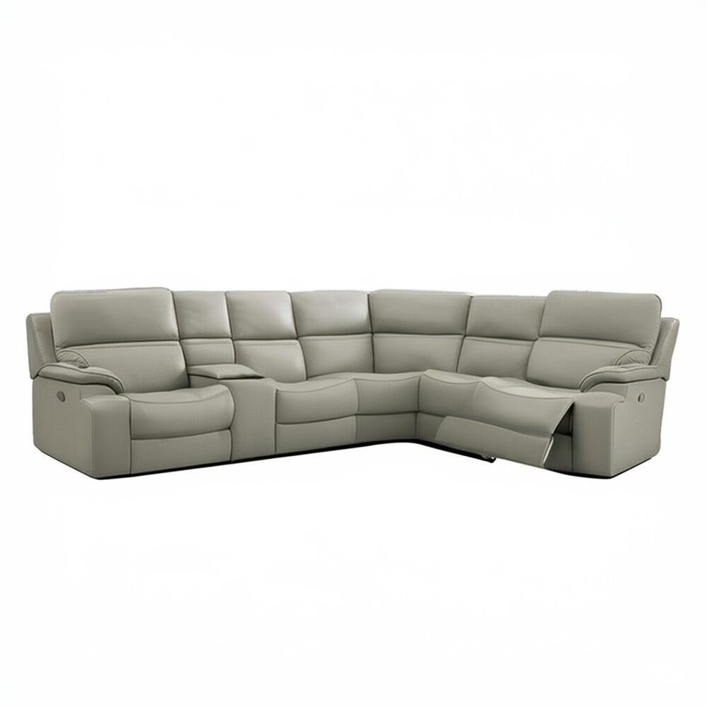 MotoMotion Grafton 6-Piece Leather Power Reclining Sectional in Ravenna Bone, , large