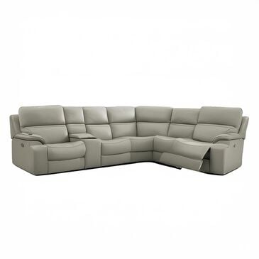 MotoMotion Grafton 6-Piece Leather Power Reclining Sectional in Ravenna Bone, , large