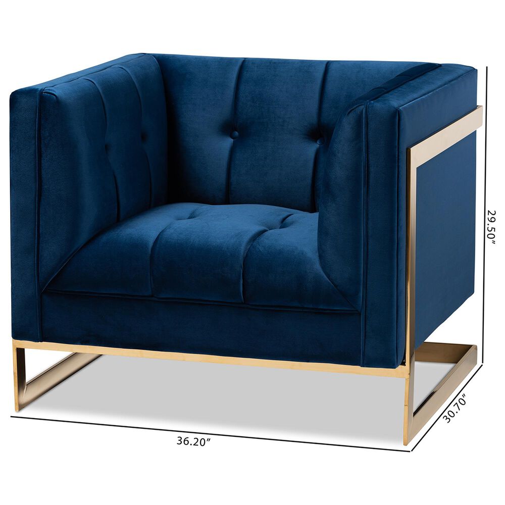Baxton Studio Ambra Arm Chair in Navy Blue, , large