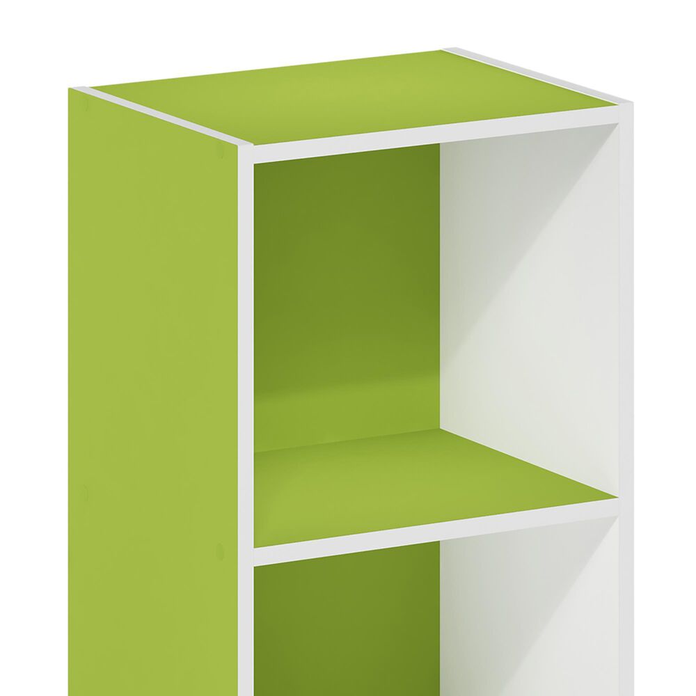 HOMLUX 2-Tier Open Shelf Bookcase in Green and White, , large