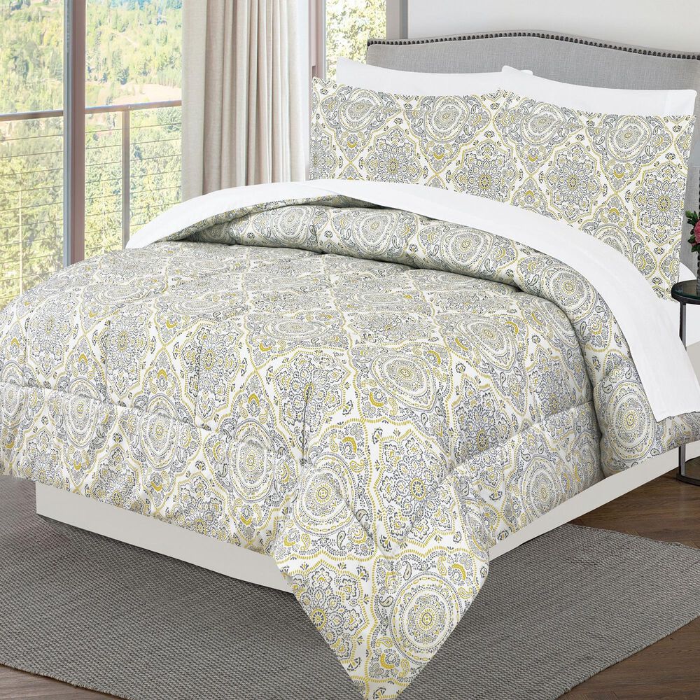 Trade Linker 7-Piece Queen Bed in a Bag Comforter Set in Yellow Medallion, , large