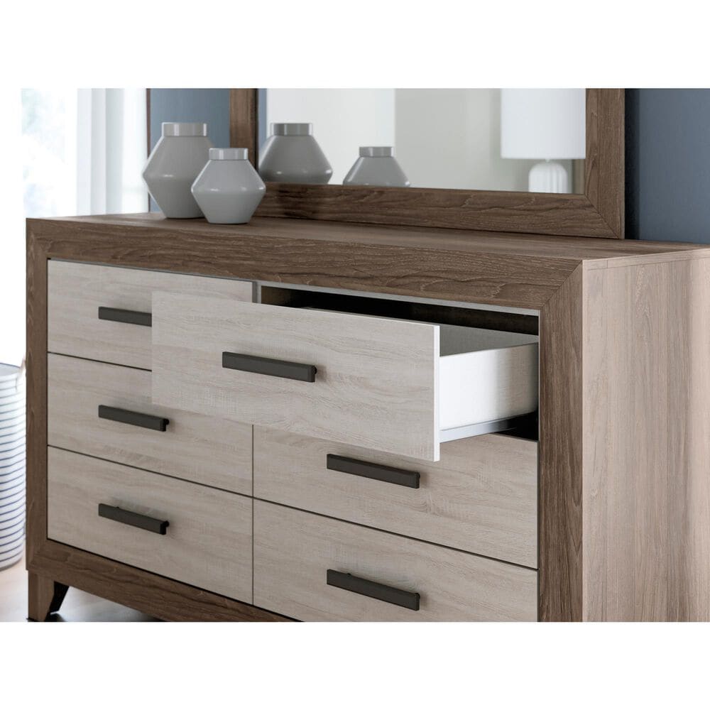 Ashley Sharnari 3-Piece Queen Bedroom Set in Warm Gray, Brown and Antique White Laminate, , large