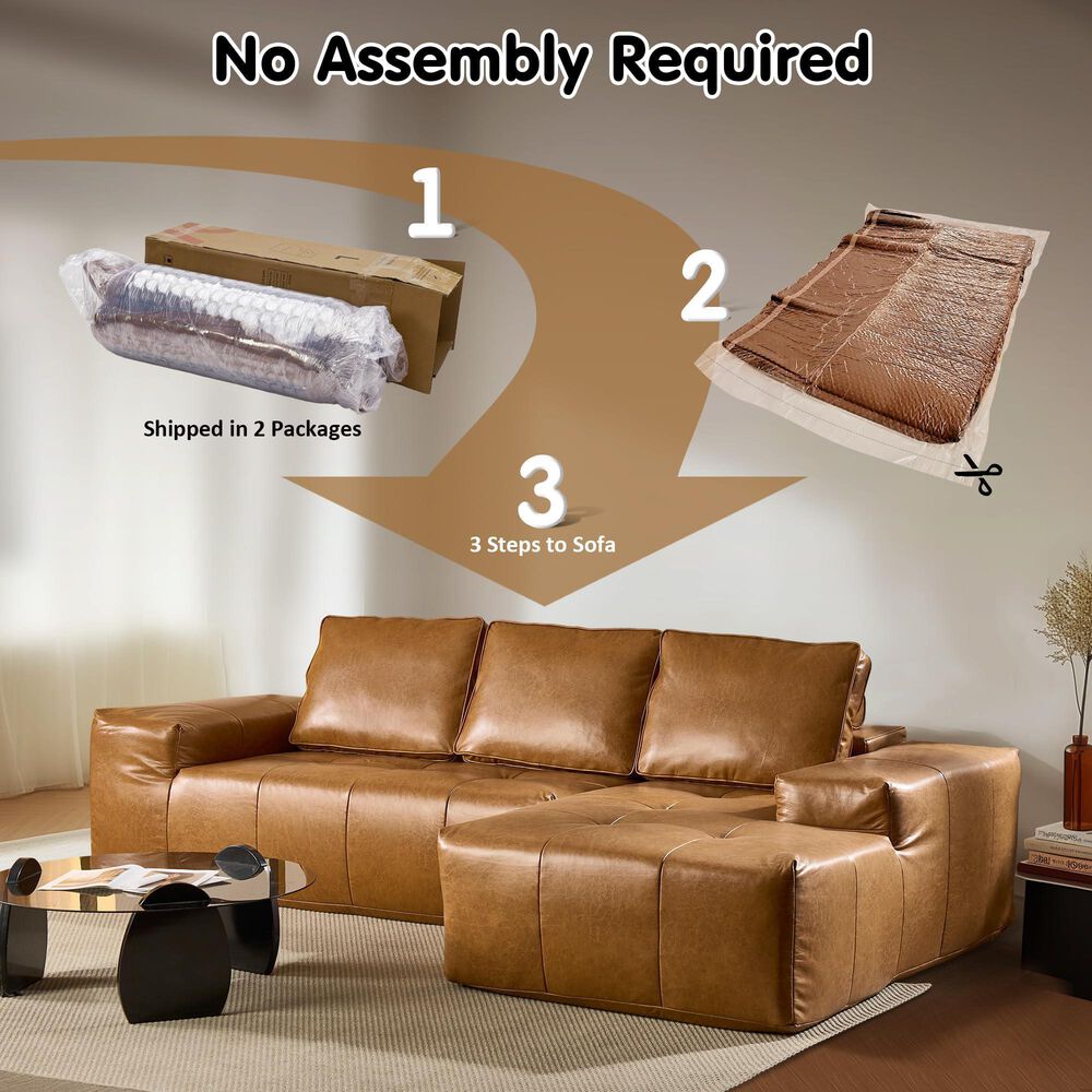 Noviland HOMLUX 2-Piece Mod Sectional with RAF Chaise in Brown, , large