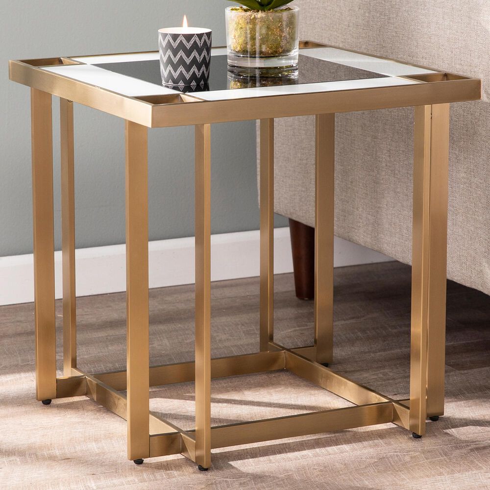 Southern Enterprises Magdalere End Table in Gold/Black/White, , large