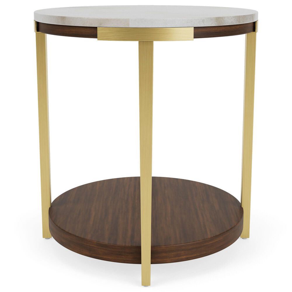 Riverside Furniture Emery Oval End Table in Smoked Cherry and Bronze, , large