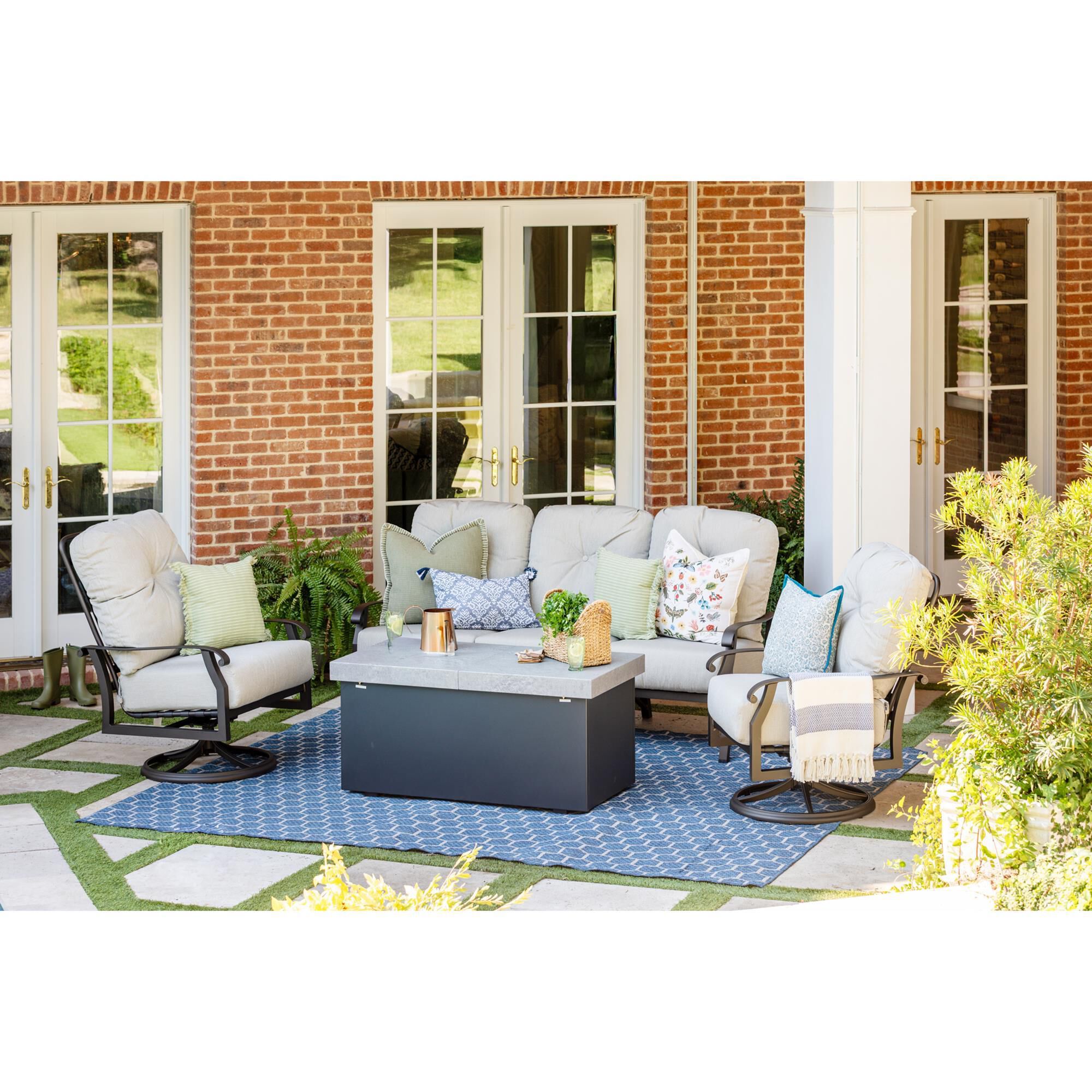 Woodard Cortland Stationary Sofa in Memo Hemp