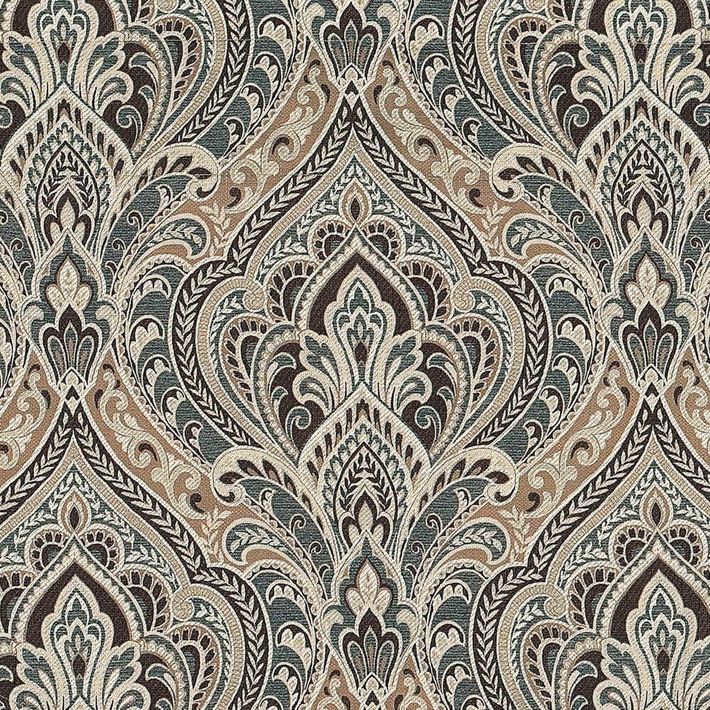 J. Queen New York Maren 40&quot; x 20&quot; Window Ascot Valance in Antique Gold, Beige and Chocolate, , large