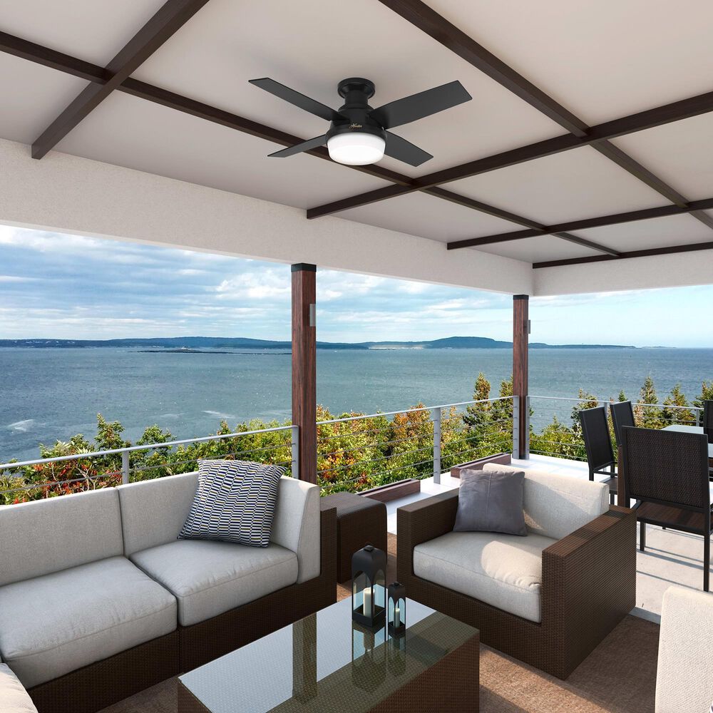 Hunter Dempsey Low Profile 44&quot; Ceiling Fan with LED Lights in Matte Black, , large