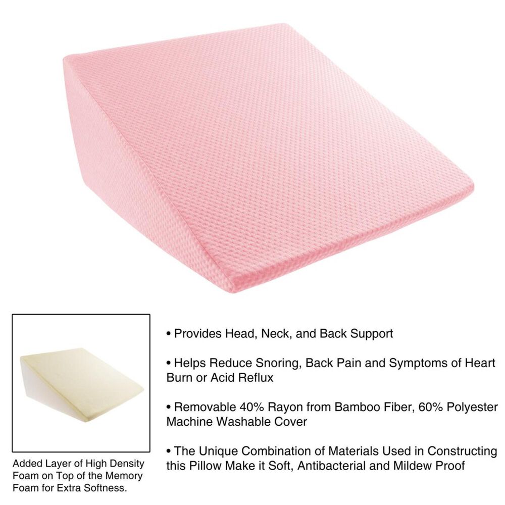 Timberlake Lavish Home High Wedge Memory Foam Pillow in Pink, , large