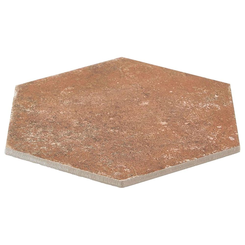 Soho Studio Pompeia Marron Brown 8" x 9" Hexagon Matte Porcelain Tile, , large