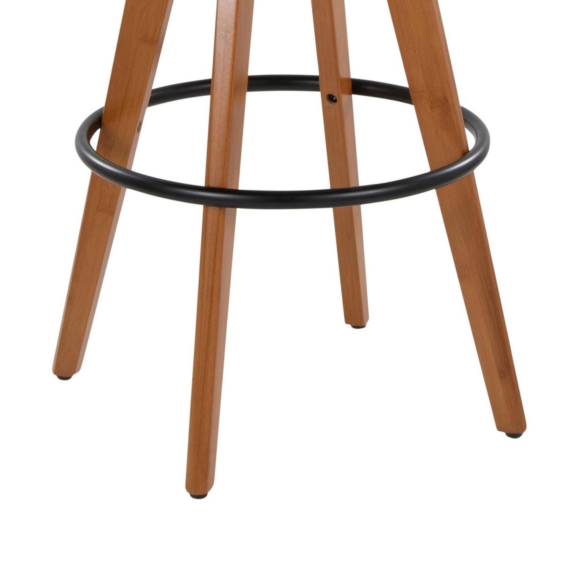 LumiSource Oracle Swivel Barstool with Cream Cushion in Walnut and
