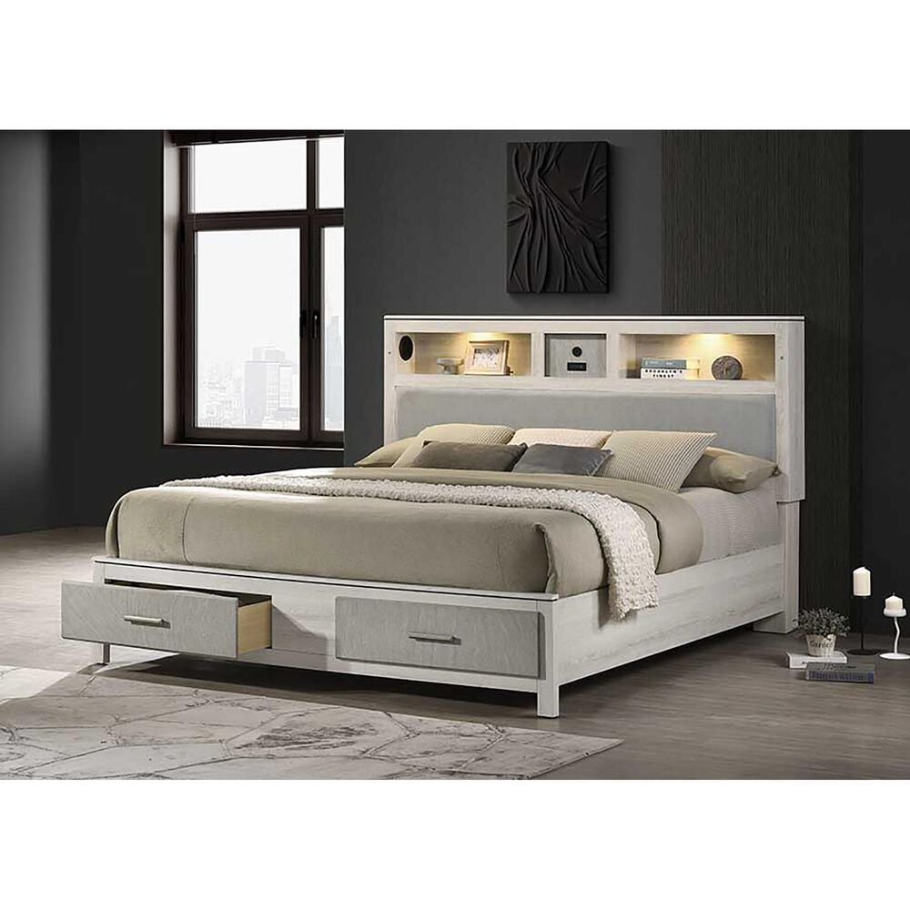 Titanic Furniture Roswell King Storage Bed with Two Nightstands in Beige, , large