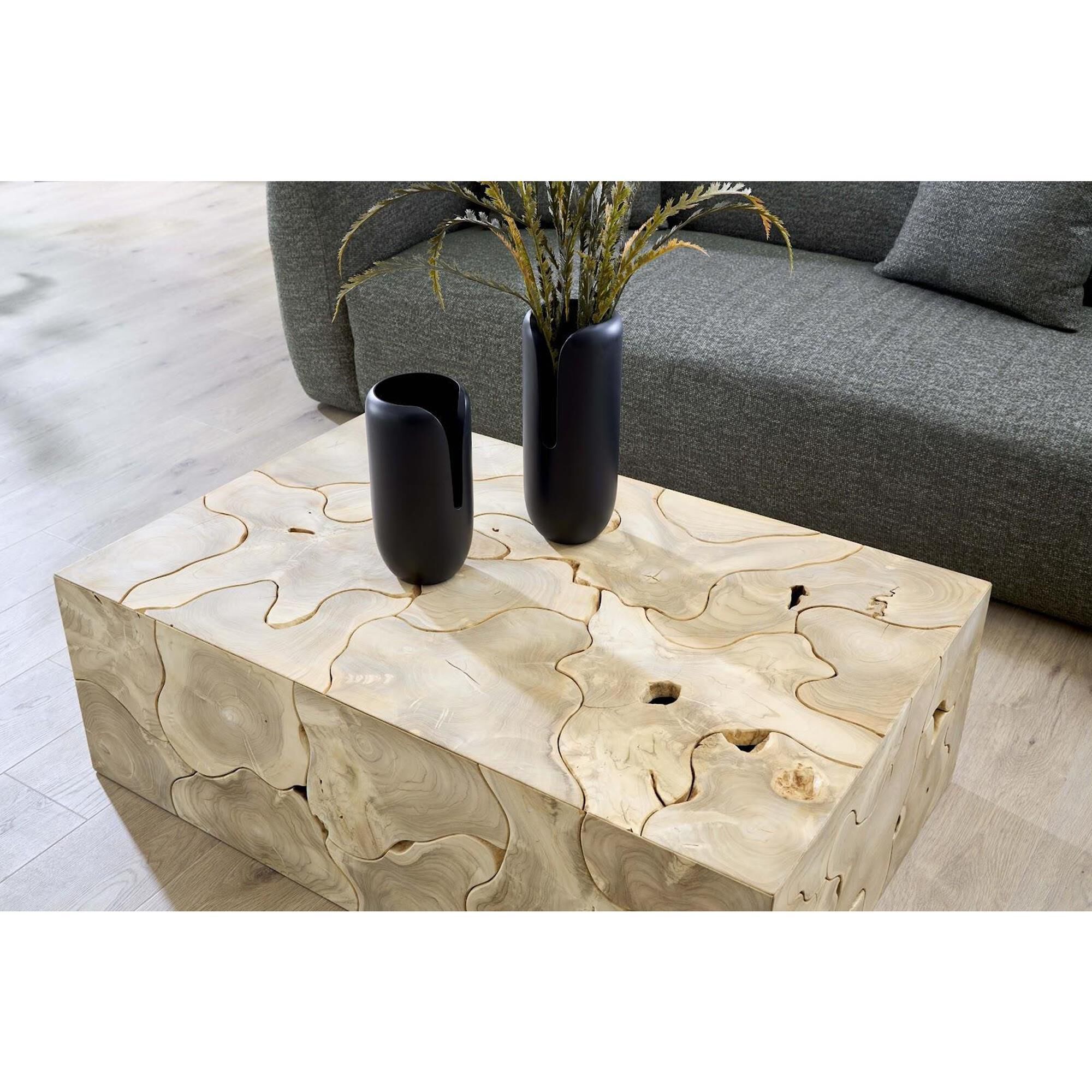 TimberHaus Teak Slice Rectangle Coffee Table in Bleached Teak