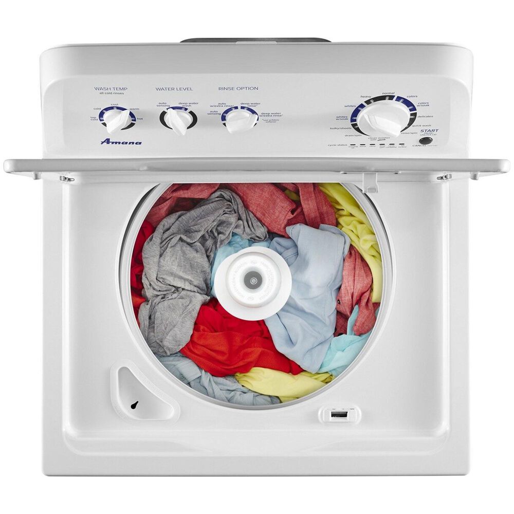 Amana Top Load Washer with High-Efficiency Agitator and 6.5 Cu. Ft. Electric Dryer Laundry Pair in White , , large