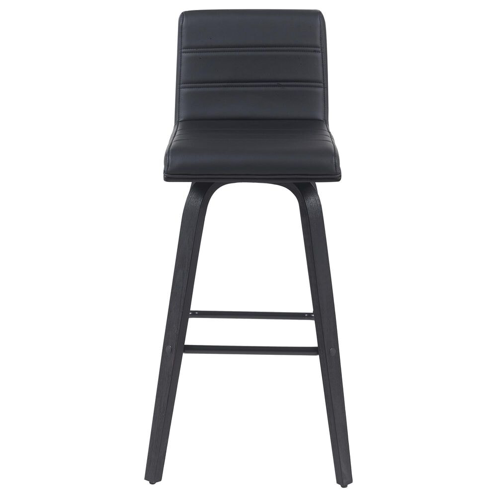 Armen Living Vienna Swivel Bar Height Stool with Black Upholstery in Black Brushed, , large