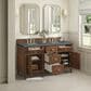 James Martin Vanities Lorelai 60" Double Vanity in Mid-Century Walnut with 3 cm Parisien Bleu Quartz Top, , large
