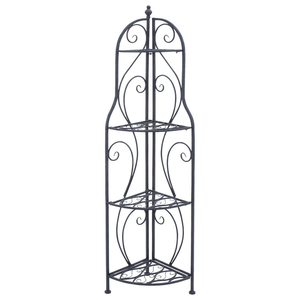Maple and Jade 4-Tiered Corner Rack in Black, , large