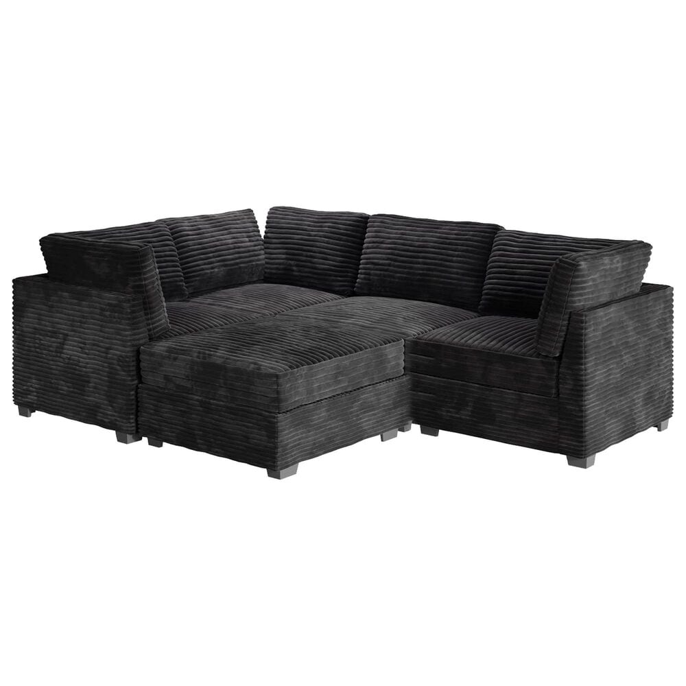 Noviland HOMLUX 5-Piece Mod Sectional with Chaise in Black, , large