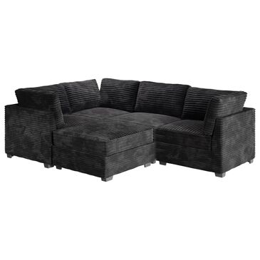 Noviland HOMLUX 5-Piece Mod Sectional with Chaise in Black, , large