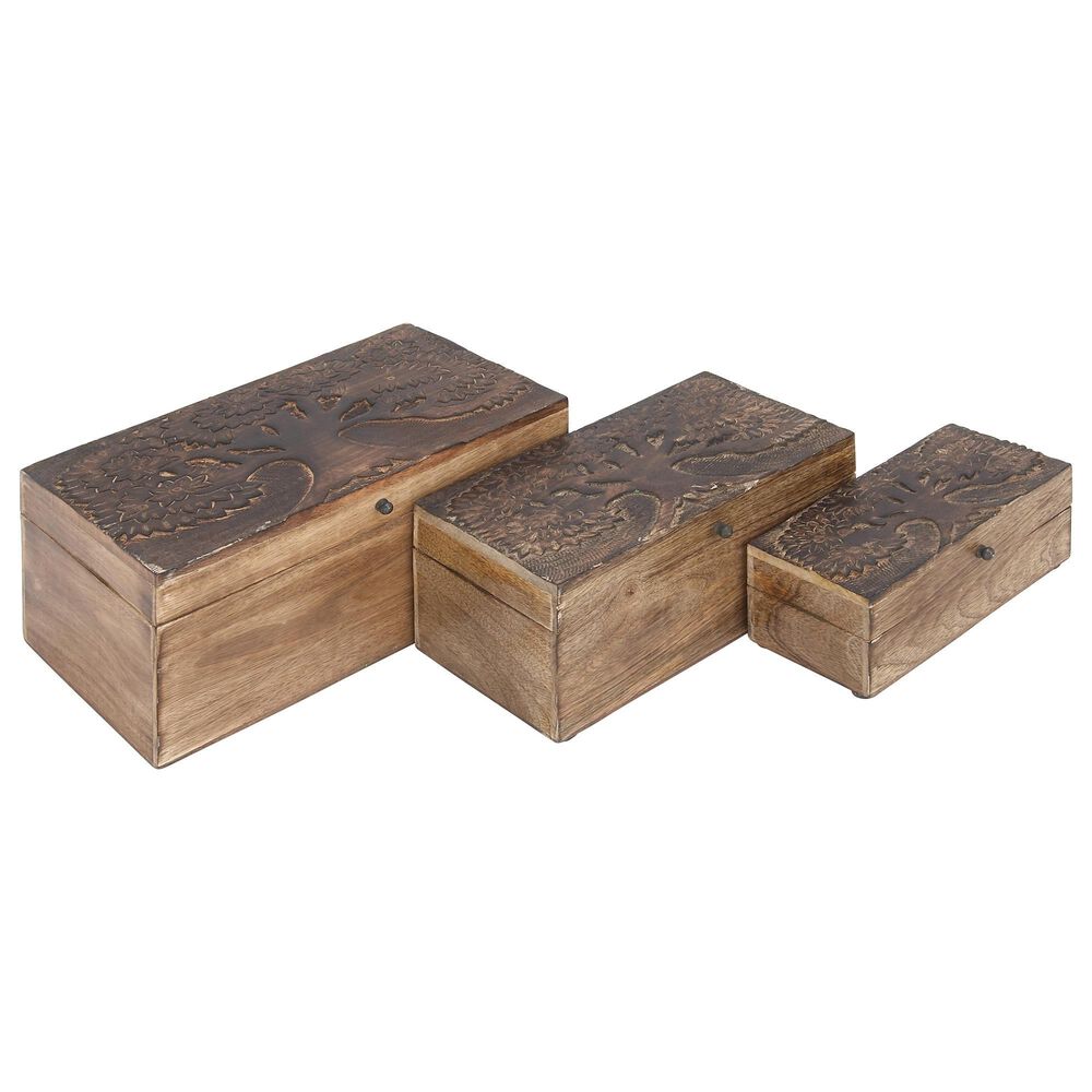 Maple and Jade Rustic Box in Natural Brown (Set of 3), , large
