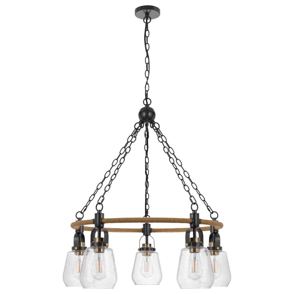 Cal Lighting Kavala 5-Light Chandelier in Burlap and Antique Brass, , large