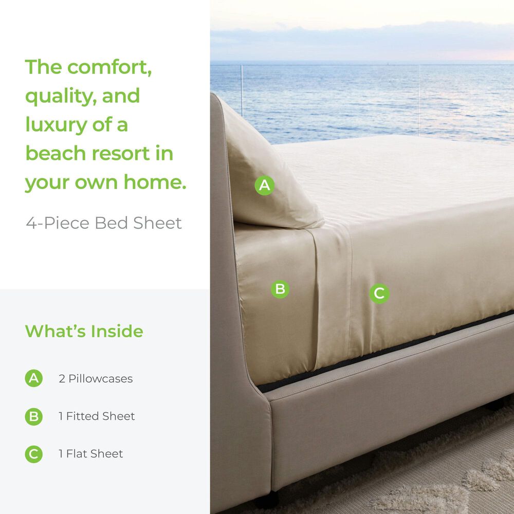 Cariloha Resort 4-Piece Queen Sheet Set in Coconut Milk, , large