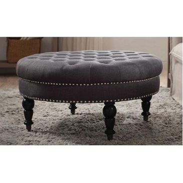 Linden Boulevard Isabelle Round Tufted Ottoman in Charcoal, , large