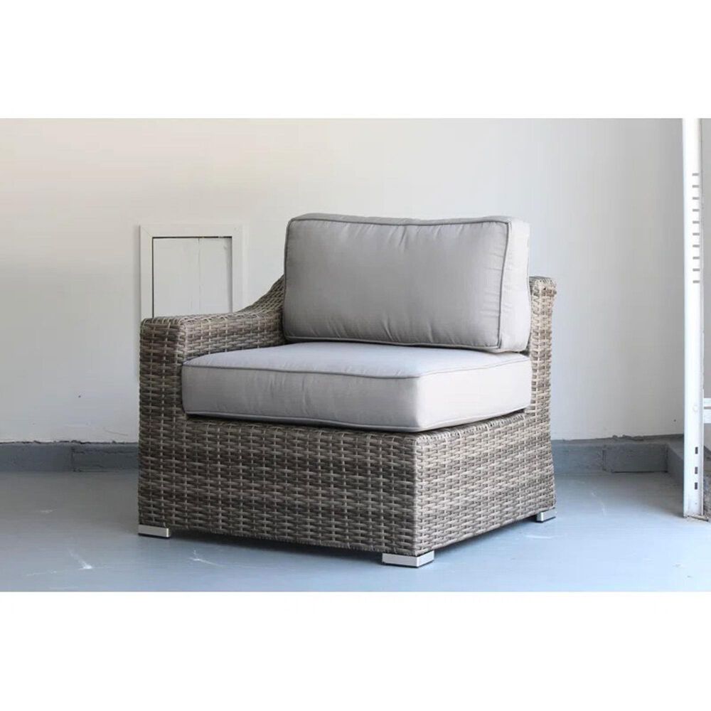 Hearth and Haven Outdoor Wicker Loveseat with Cushions and Sloped Arms in Gray, , large