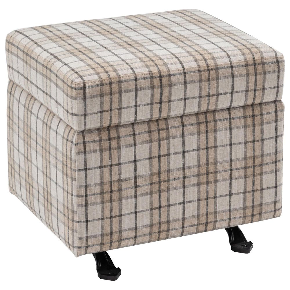 Lamps Per Se Camelot 25&quot; Rectangle Gliding Ottoman in Light Brown and Gray, , large
