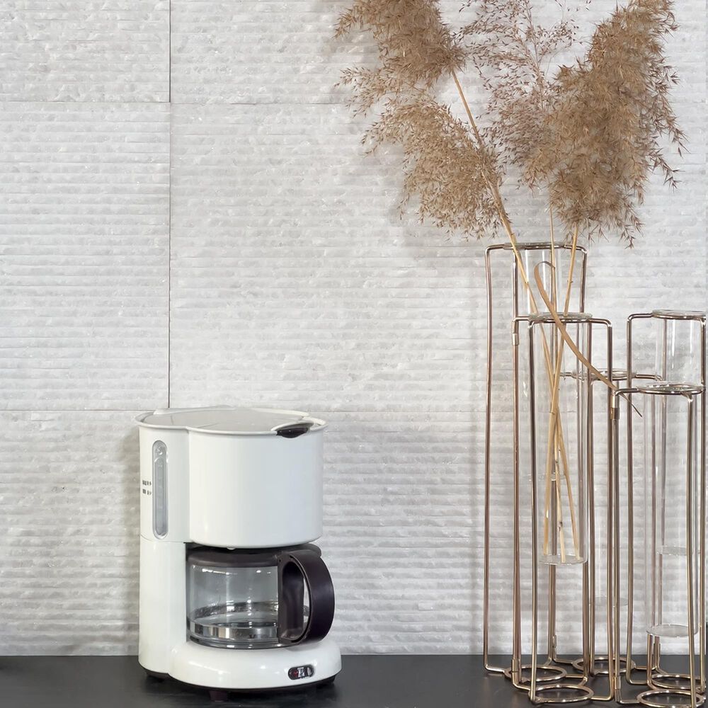 Soho Studio Carvina Carved Cube Bianco Ice White 12" x 24" Marble Tile, , large