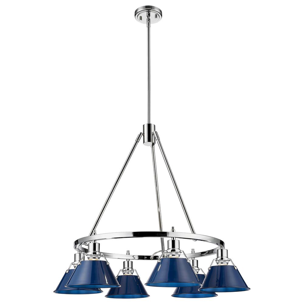 Golden Lighting Orwell 6-Light Chandelier with Matte Navy Shade in Chrome, , large