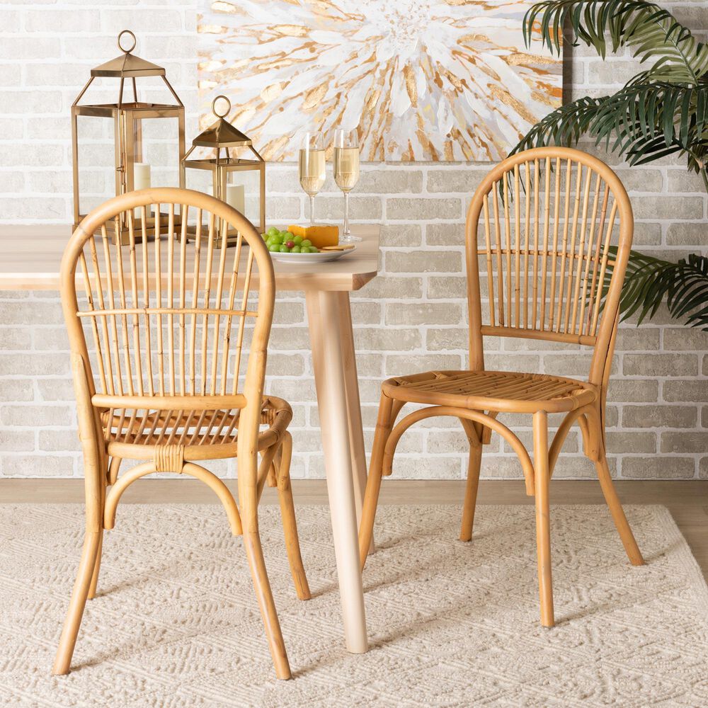 Baxton Studio Wina Side Chair in Natural Brown (Set of 2), , large