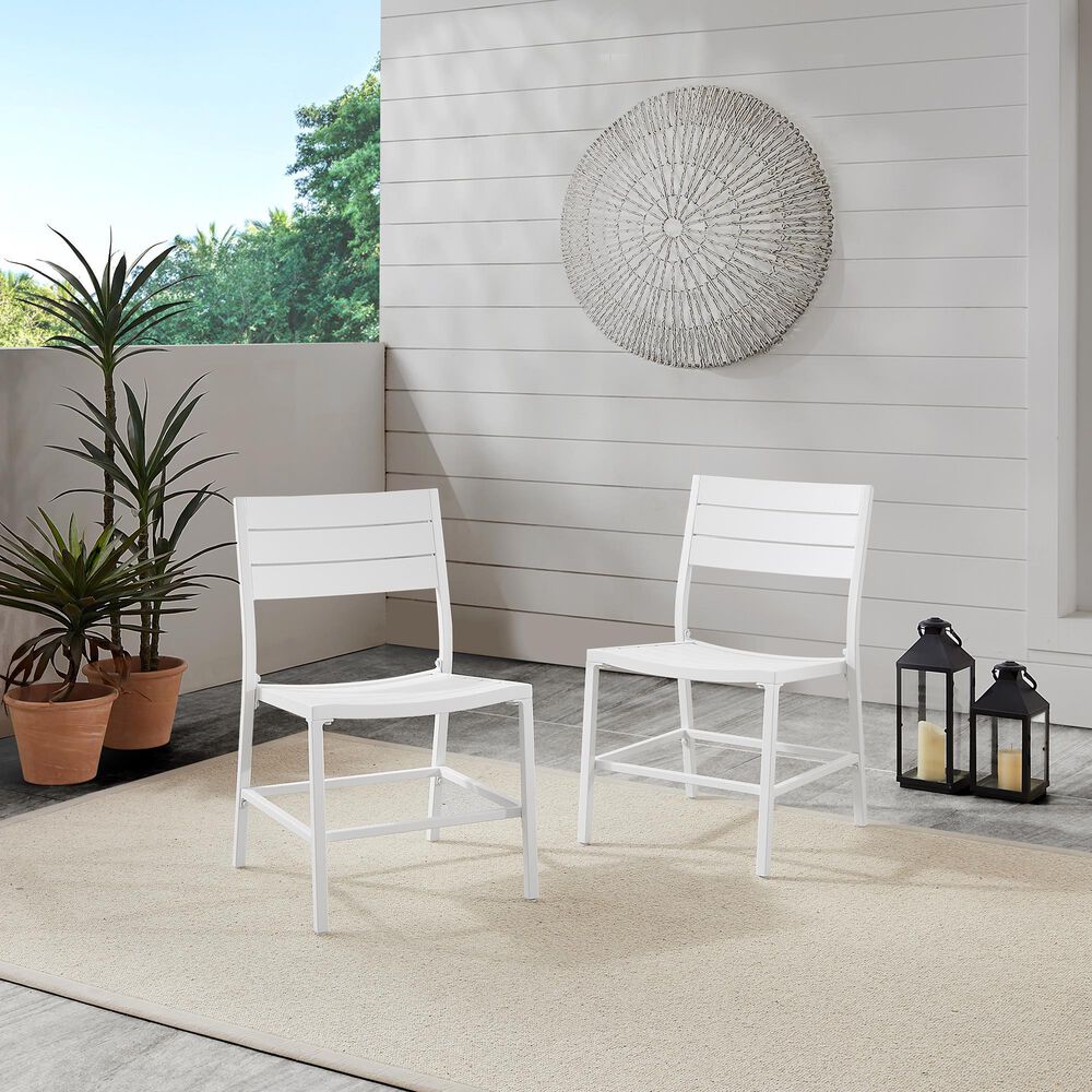 Linon Home Decor Holland Patio Side Chair in White (Set of 2), , large