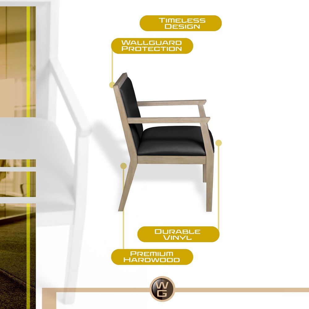 Regency Global Sourcing Regent WallGuard Guest and Reception Side Chair with Black Cushion in Noble Oak, , large