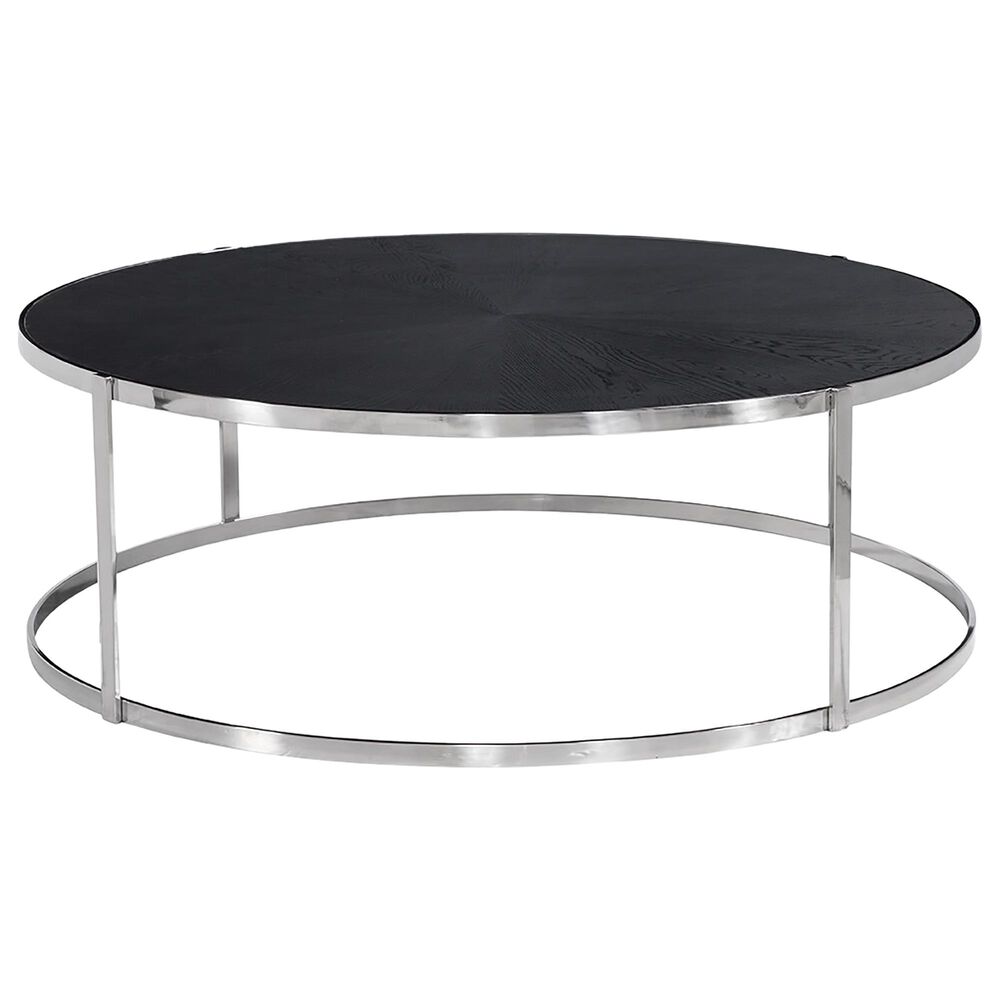 Vintage Furnishings Topanga Round Cocktail Table in Stainless Steel and Black, , large